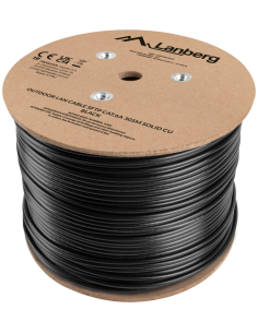 BOBINA CABLE DE RED LANBERG EXTERIOR SFTP RJ45 CAT.6A SOLIDO CU 305M NEGRO FLUKE PASSED