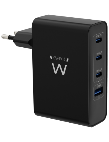 CARGADOR EWENT EW1336 GAN FAST 100W 4 USB-C+USB-A QC