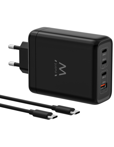 CARGADOR EWENT EW1337 GAN FAST 140W 4 USB-C+USB-A CON CABLE