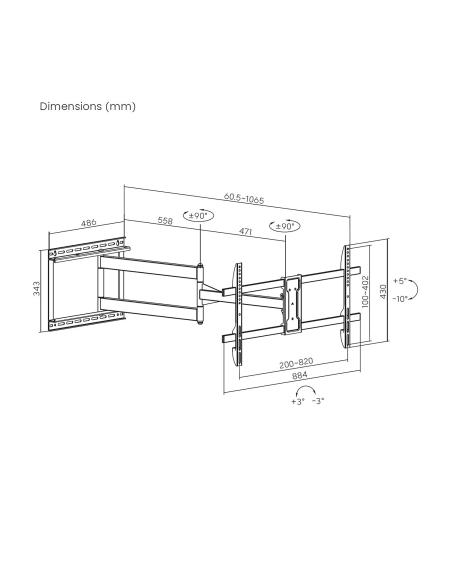 SOPORTE PARED TV 50KG 43-80 GIRAT INCLI NIVELA NEGRO AISENS WT80TSLE-419