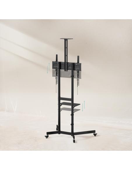 SOPORTE DE SUELO CON RUEDA TV 37-70 CON BANDEJA 400X230 TOOQ NEGRO FS1151M-B