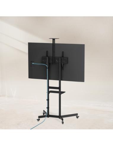 SOPORTE DE SUELO CON RUEDA TV 37-70 CON BANDEJA 400X230 TOOQ NEGRO FS1151M-B