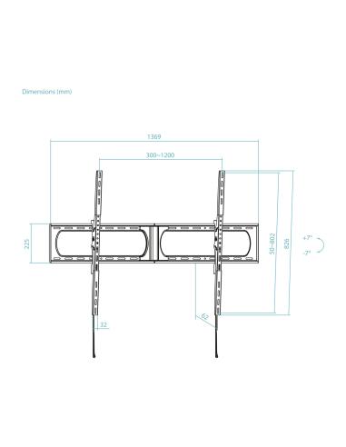 SOPORTE PARED MONITORTV 37-140 INCLINABLE MAX 125KG NEGRO TOOQ LP37140T-B