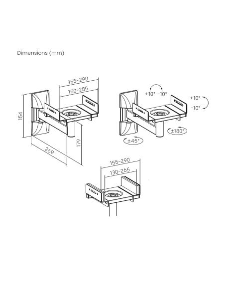 SOPORTE PARED GIRATORIO E INCLINABLE PARA ALTAVOCES NEGRO AISENS SPK05U-421
