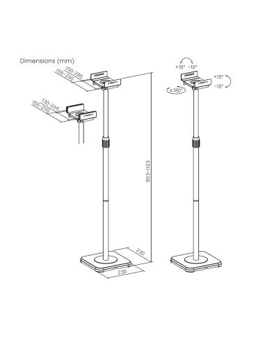 SOPORTE SUELO GIRATORIO E INCLINABLE PARA ALTAVOCES NEGRO AISENS SPK09U-429