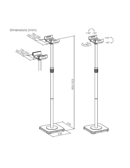 SOPORTE SUELO GIRATORIO E INCLINABLE PARA ALTAVOCES NEGRO AISENS SPK09U-429